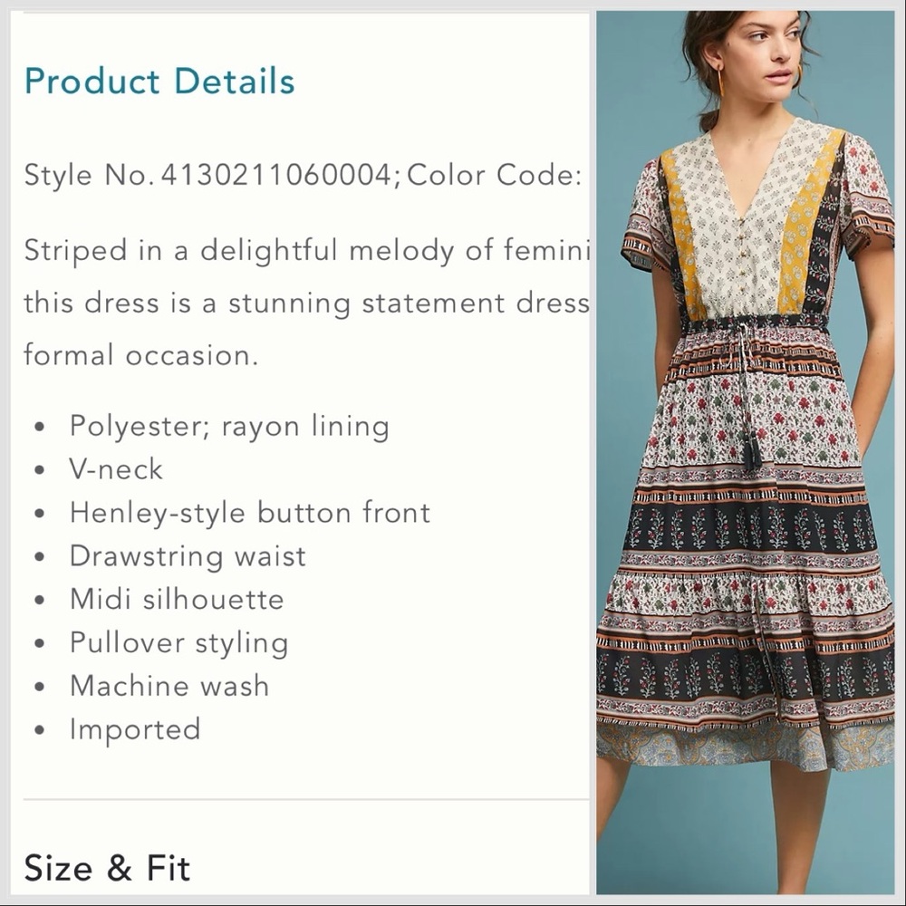 ANTHROPOLIGE OS One September  Provencal dress, M. - Picture 10 of 11